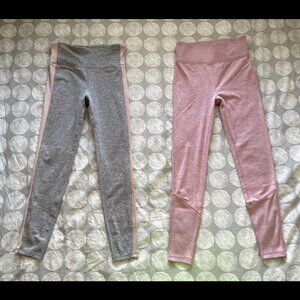 Lot 2 Gap GapFit High Rise Leggings Pants Brushed Tech Jersey Pink Gray Sz S